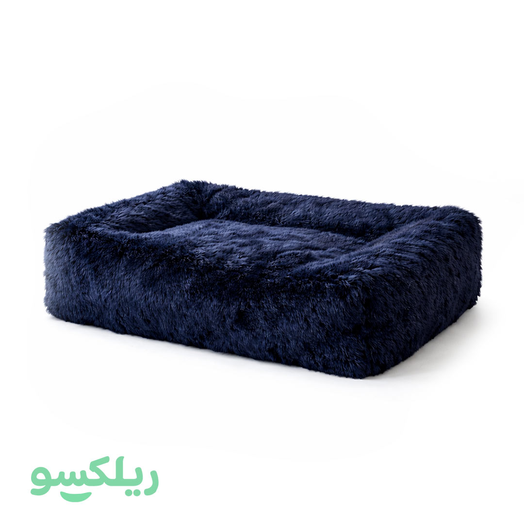 مبل شنی مستطیلی دونفره خز سرمه ای مدل گلد