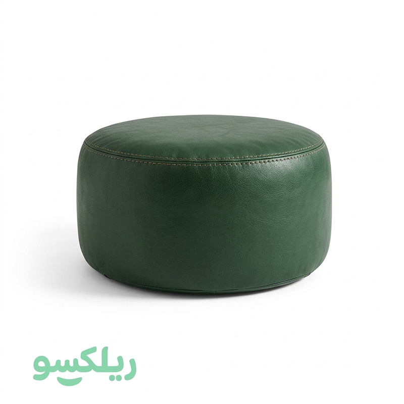 پاف و زیرپایی چرم سبز