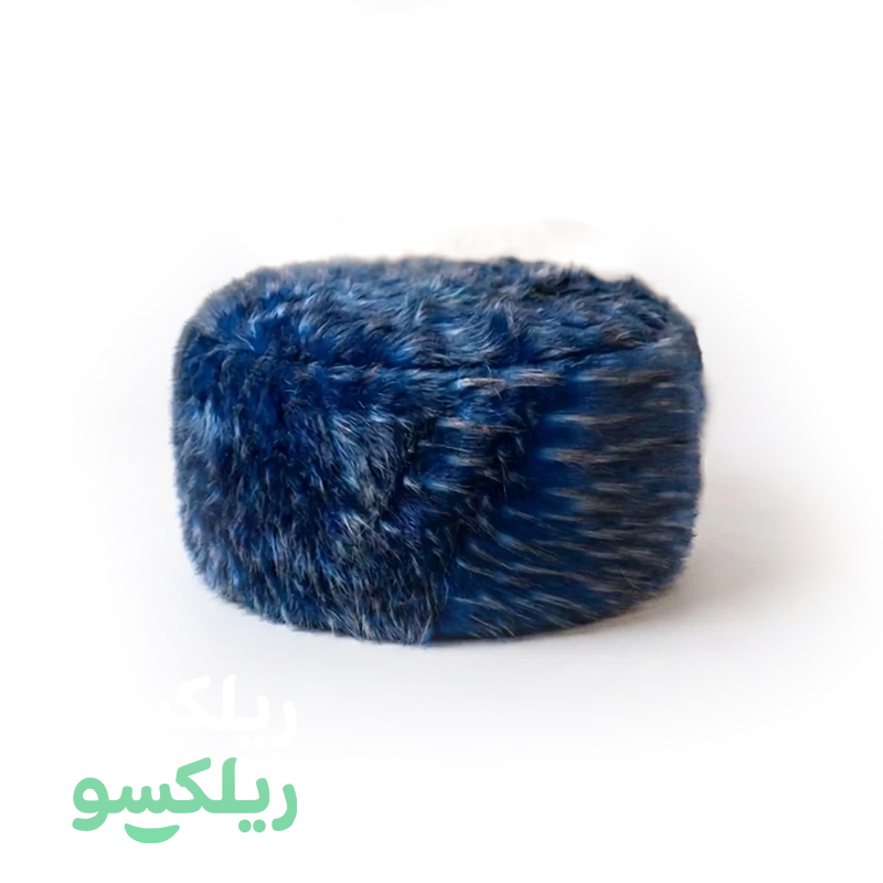 پاف و زیرپایی آبی طرح دار | مدل گلد